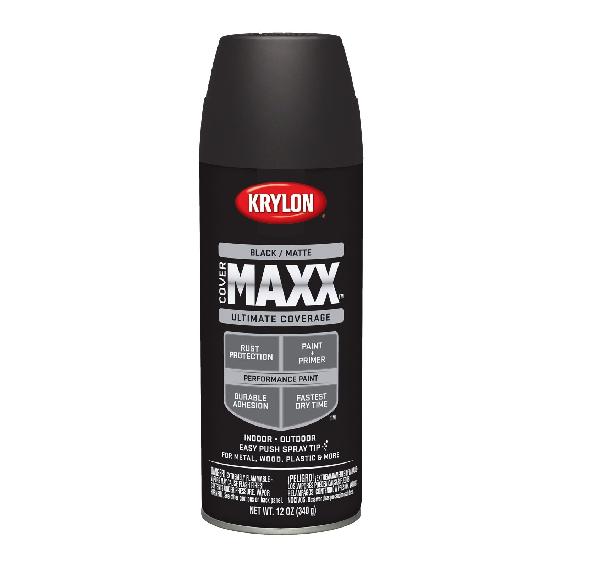 2 в 1 Спрей-краска и грунт Krylon Cover Maxx Черный матовый
